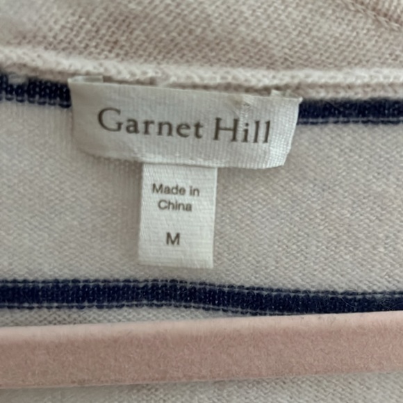 Garnet Hill cream striped cashmere open front cardigan - Picture 5 of 9